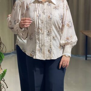 شومیز کرم گلدار