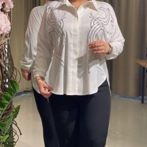 شومیز سفید لمه نقره ای
