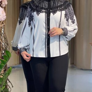 شومیز یقه تور